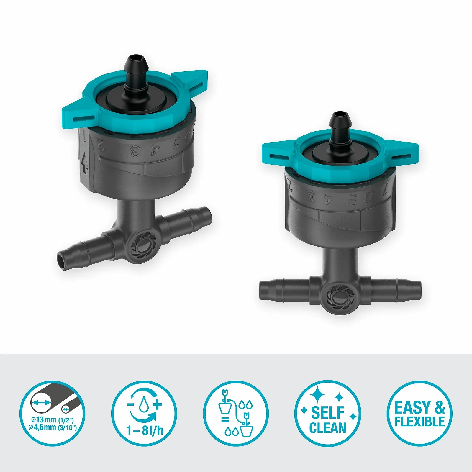 Крапельниця рядна Gardena Micro-Drip System 13314-20 регульована 1-8 л/год, фото №2