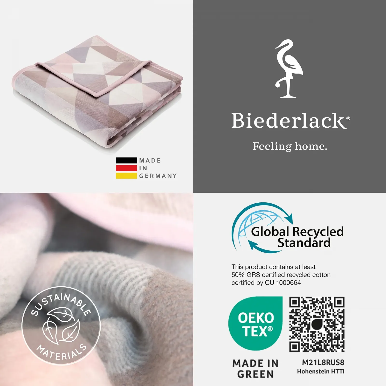 Покривало Biederlack М'яка бавовняна суміш Diamond Pastel Рожевий 150 x 200 см, фото №7