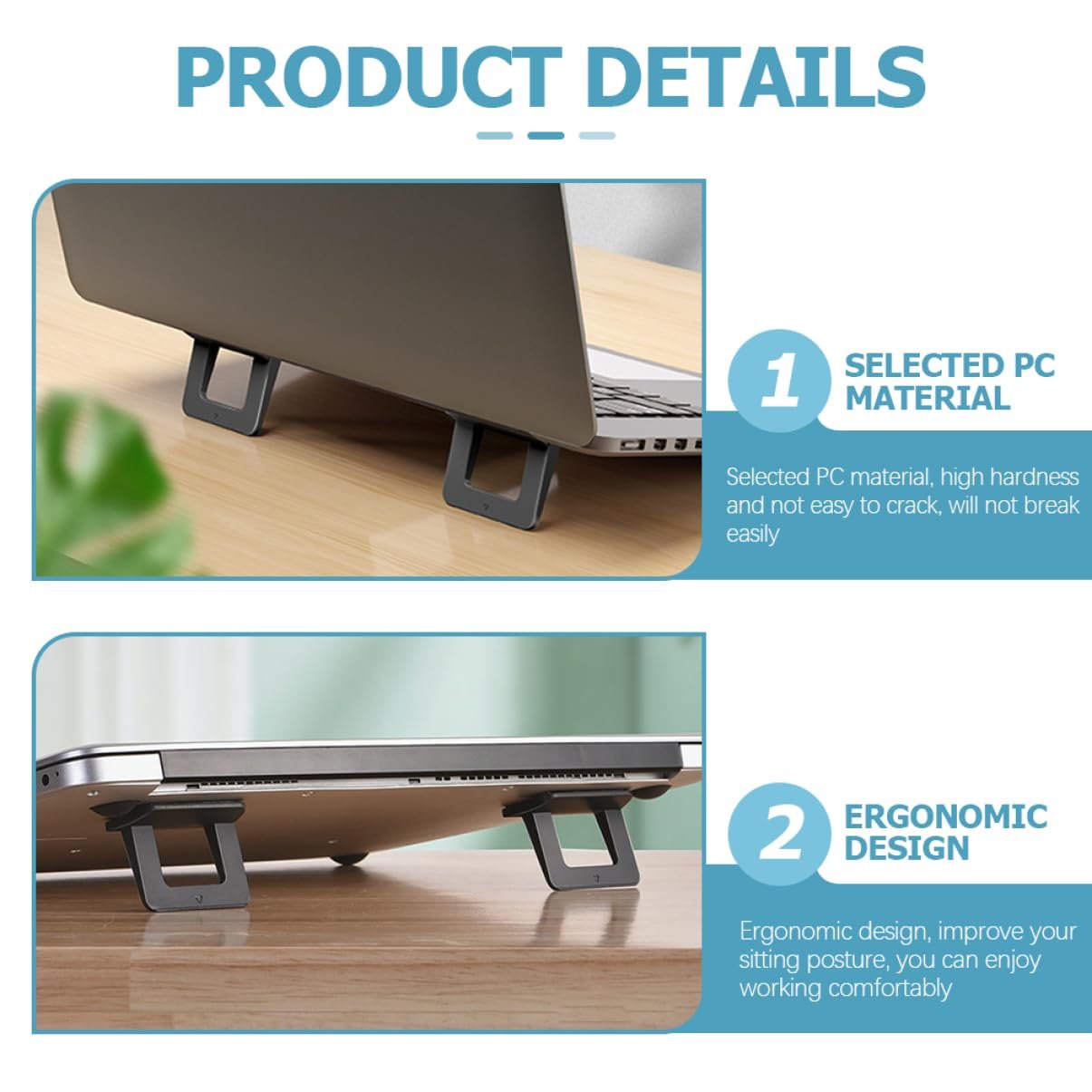 Підставка для ноутбука ергономічна складна Non-Slip Laptop Holder Laptop Elevator науковий кут огляду покращує поставу, фото №2