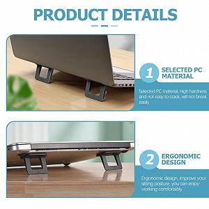 Подставка для ноутбука эргономичная складная Non-Slip Laptop Holder Laptop Elevator научный угол обзора улучшает осанку synthetic.ua - Фото 1