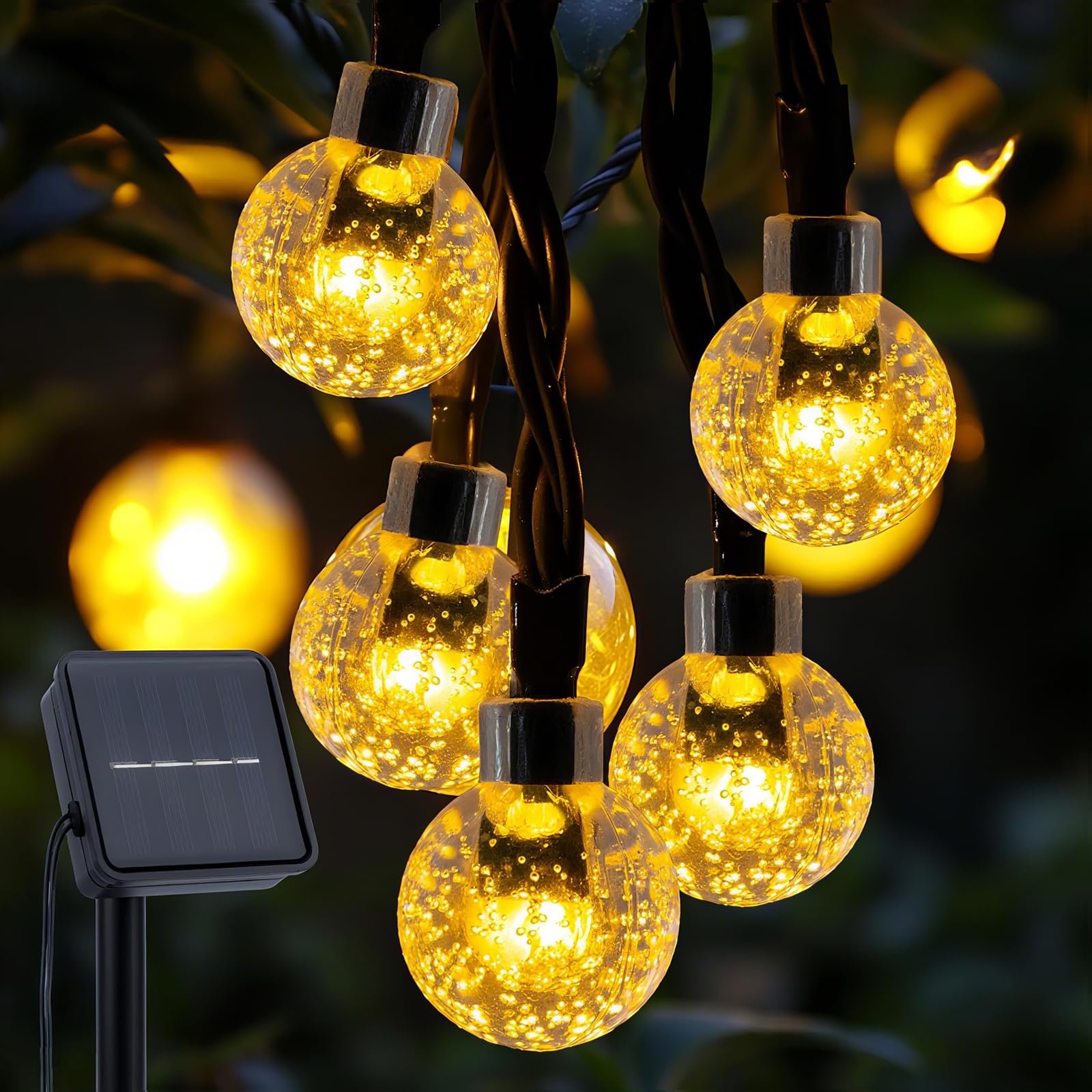 Світлодіодна Сонячна Гірлянда ALEGRE 10 м 50 LED Кришталеві Кулі Теплий Білий, фото №1