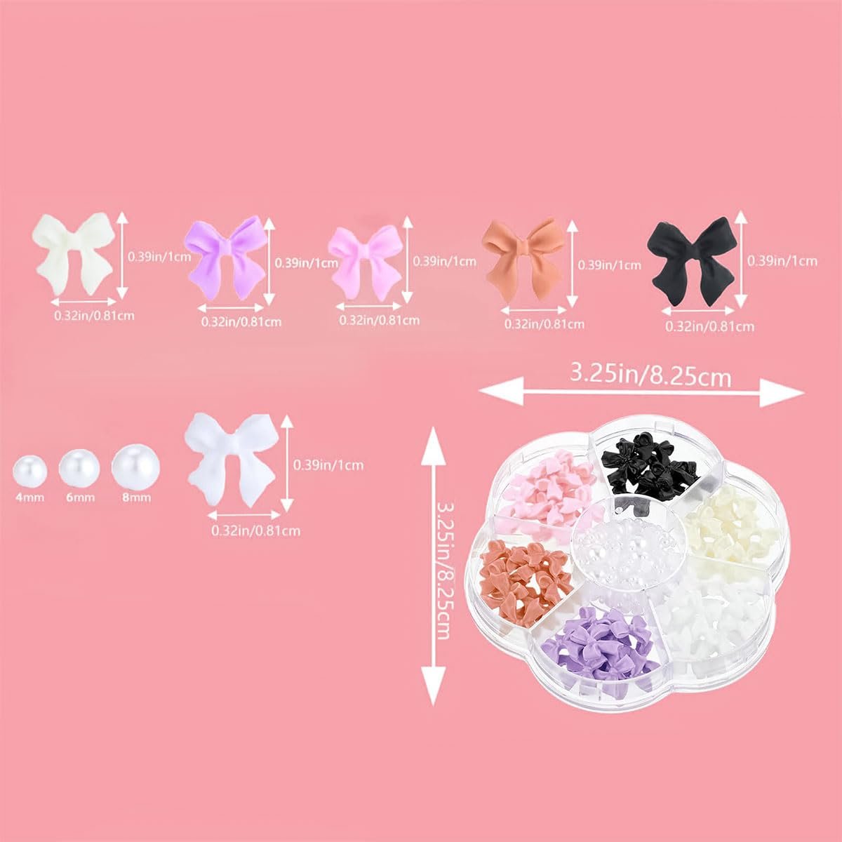 Стразы для ногтей Бантик Разноцветные 3D Подвеска Камень Декоративный, фото №7