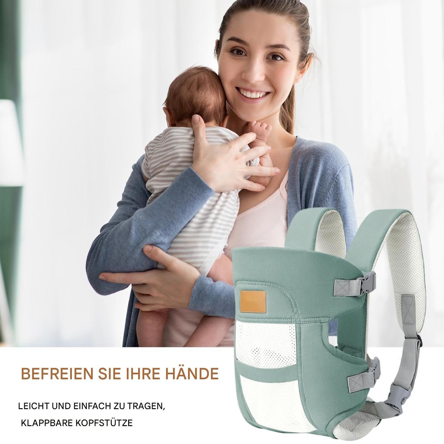 Нагрудна переноска Baby Holder Fronttrage повітропроникна з легким підголівником ергономічна регульована, фото №2