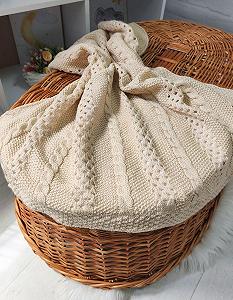 Детский вязаный плед с хлопковой подкладкой, 90 х 90 см, бежевый - Фото 1