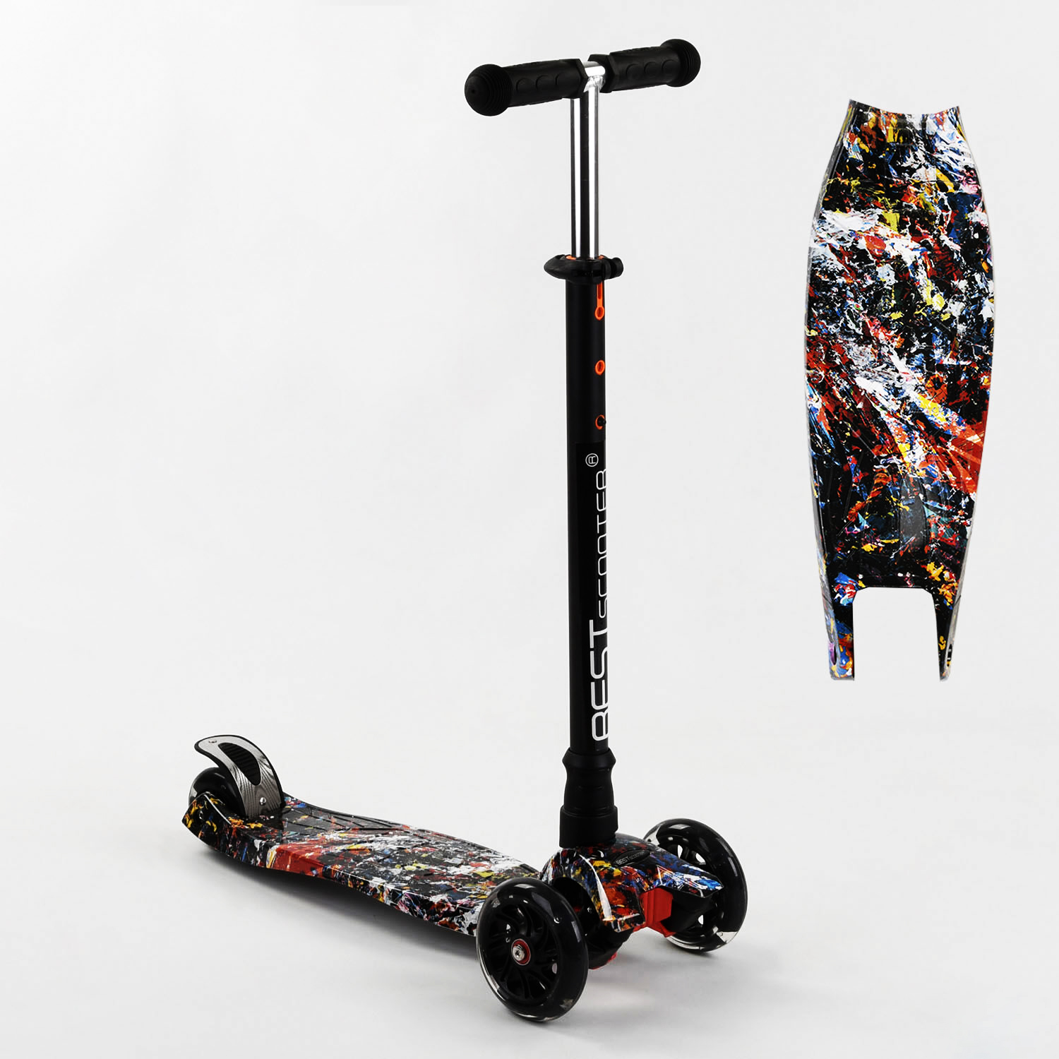 Самокат свет трубка руля алюминиевая Best Scooter MAXI 4 PU колеса 60 кг Multicolor 102020, фото №2