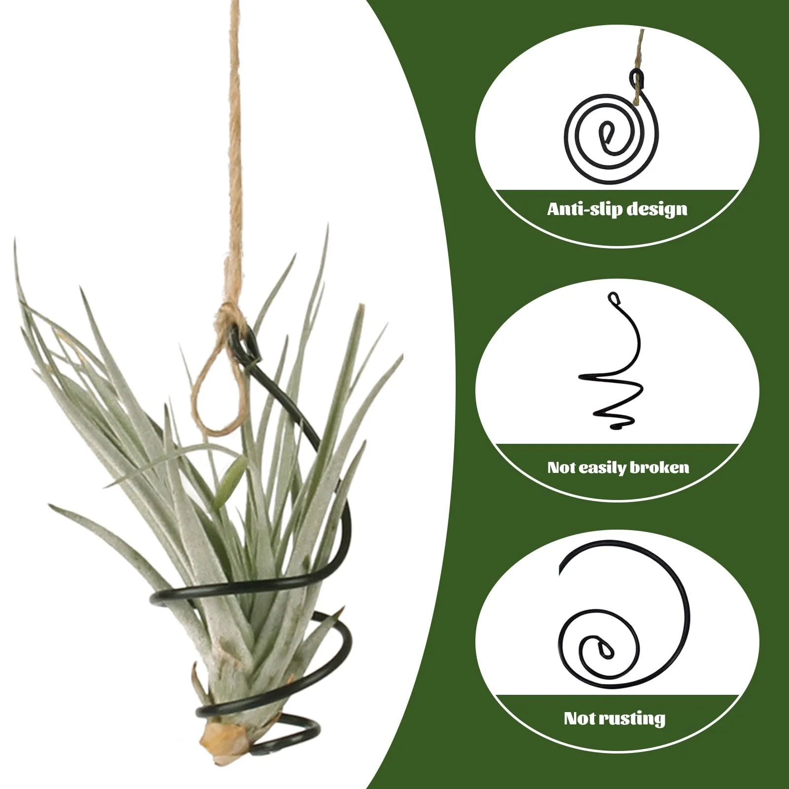 Набор подвесных держателей для воздушных растений 6 шт. с джутовыми веревками, фото №3 Набор подвесных держателей для воздушных растений 6 шт. с джутовыми веревками, фото №3