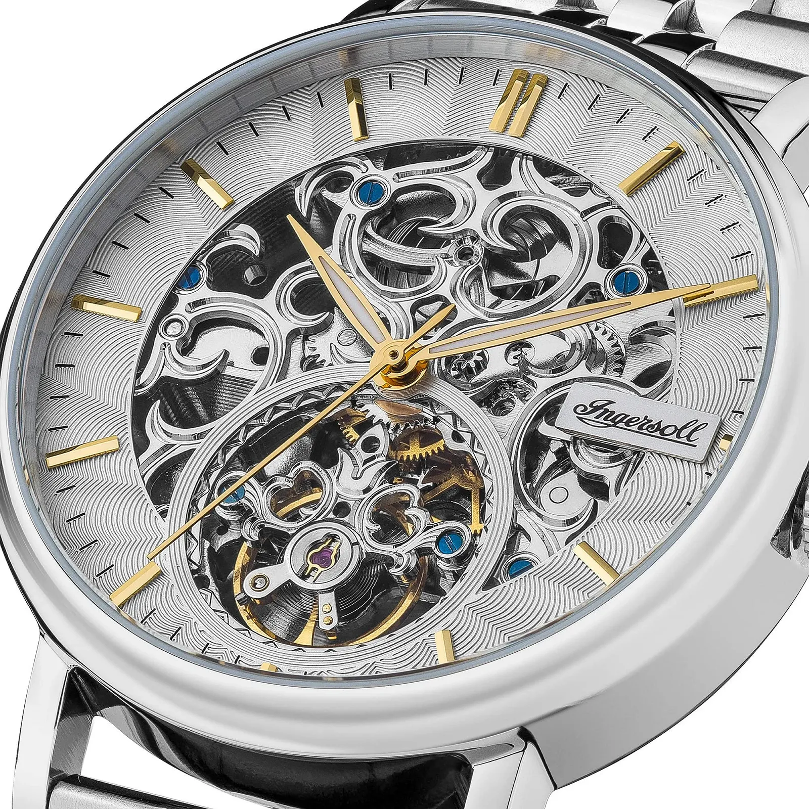 Мужские автоматические часы Ingersoll 1892 The Charles 44 мм со скелетовым циферблатом и браслетом из нержавеющей стали, фото №2 Мужские автоматические часы Ingersoll 1892 The Charles 44 мм со скелетовым циферблатом и браслетом из нержавеющей стали, фото №2