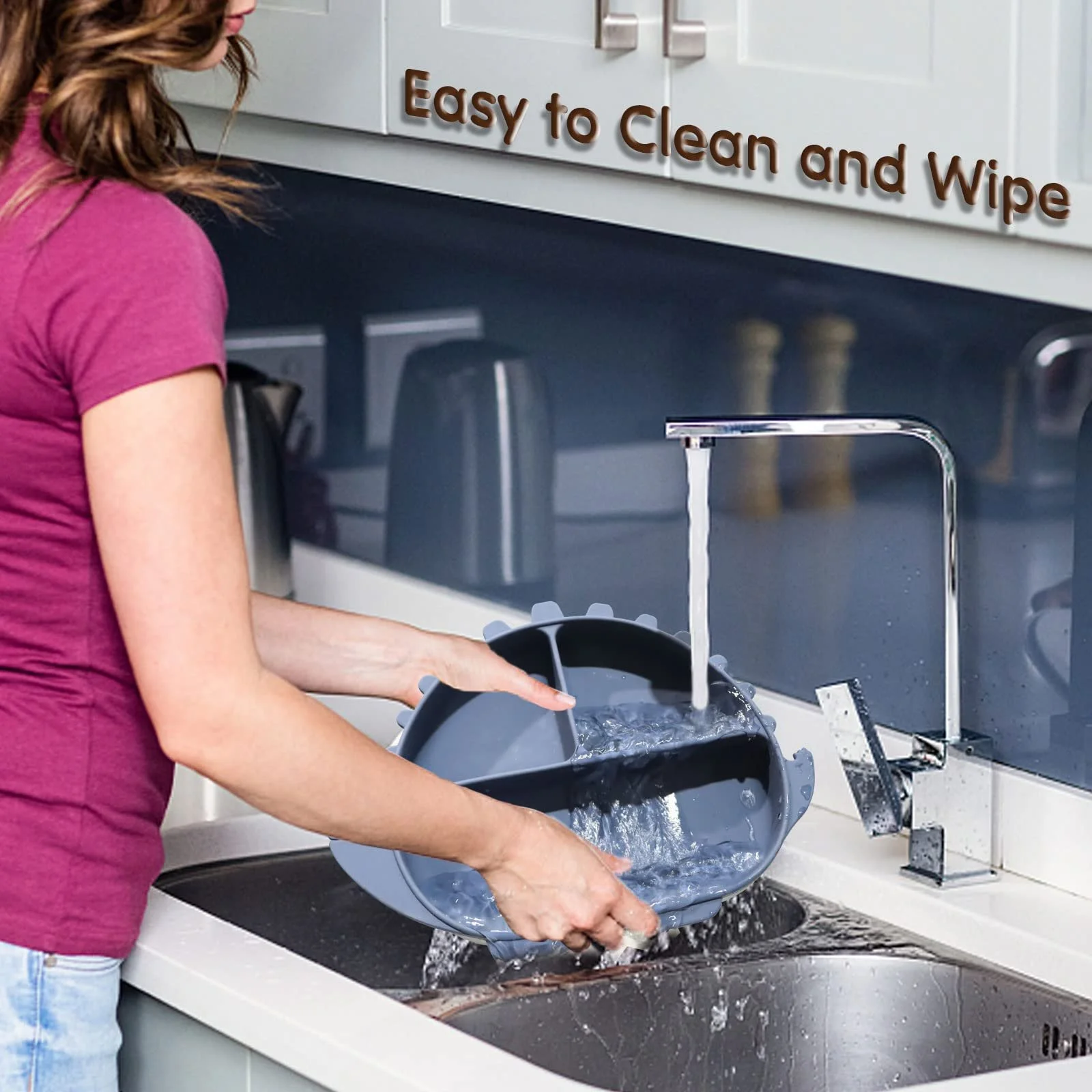 Набір дитячого посуду Delven із присоскою, силіконовий без BPA, 8 предметів, дитяча тарілка з дитячою тарілкою, нагрудником, чашкою для пиття, мискою, дитячою ложкою, виделкою, дитячим столовим приладдям, фото №5 Набір дитячого посуду Delven із присоскою, силіконовий без BPA, 8 предметів, дитяча тарілка з дитячою тарілкою, нагрудником, чашкою для пиття, мискою, дитячою ложкою, виделкою, дитячим столовим приладдям, фото №5