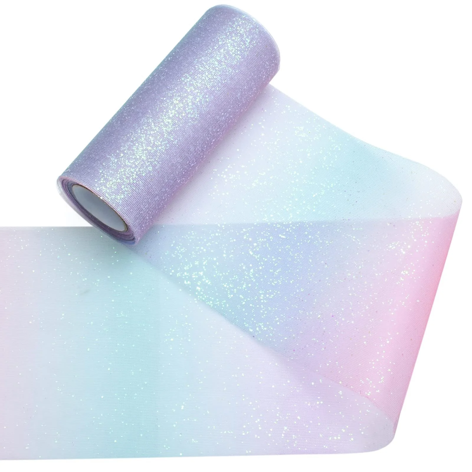 Ранер для столу тюлевий Rainbow Glitter градієнтний 15 см x 20 ярдів, фото №1