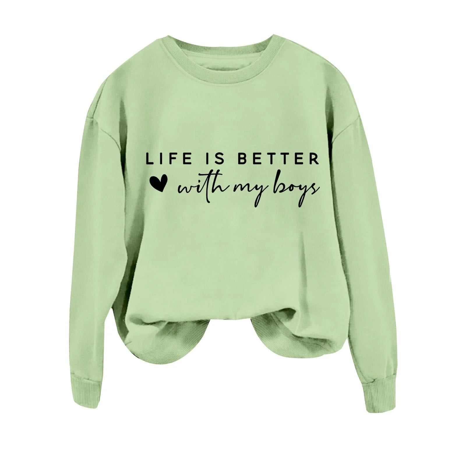 Женский Повседневный Свободный Свитшот с принтом Life Is Better With My Boys Смешной Свитшот с надписью Повседневный пуловер, фото №2