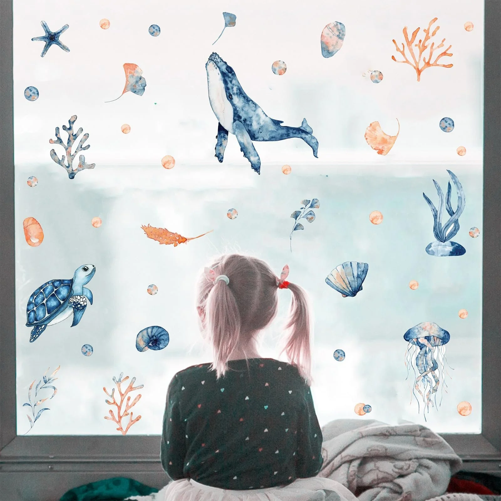 Наклейка на стіну Sea Animals Under the Sea Watercolour Ocean Animal, фото №6