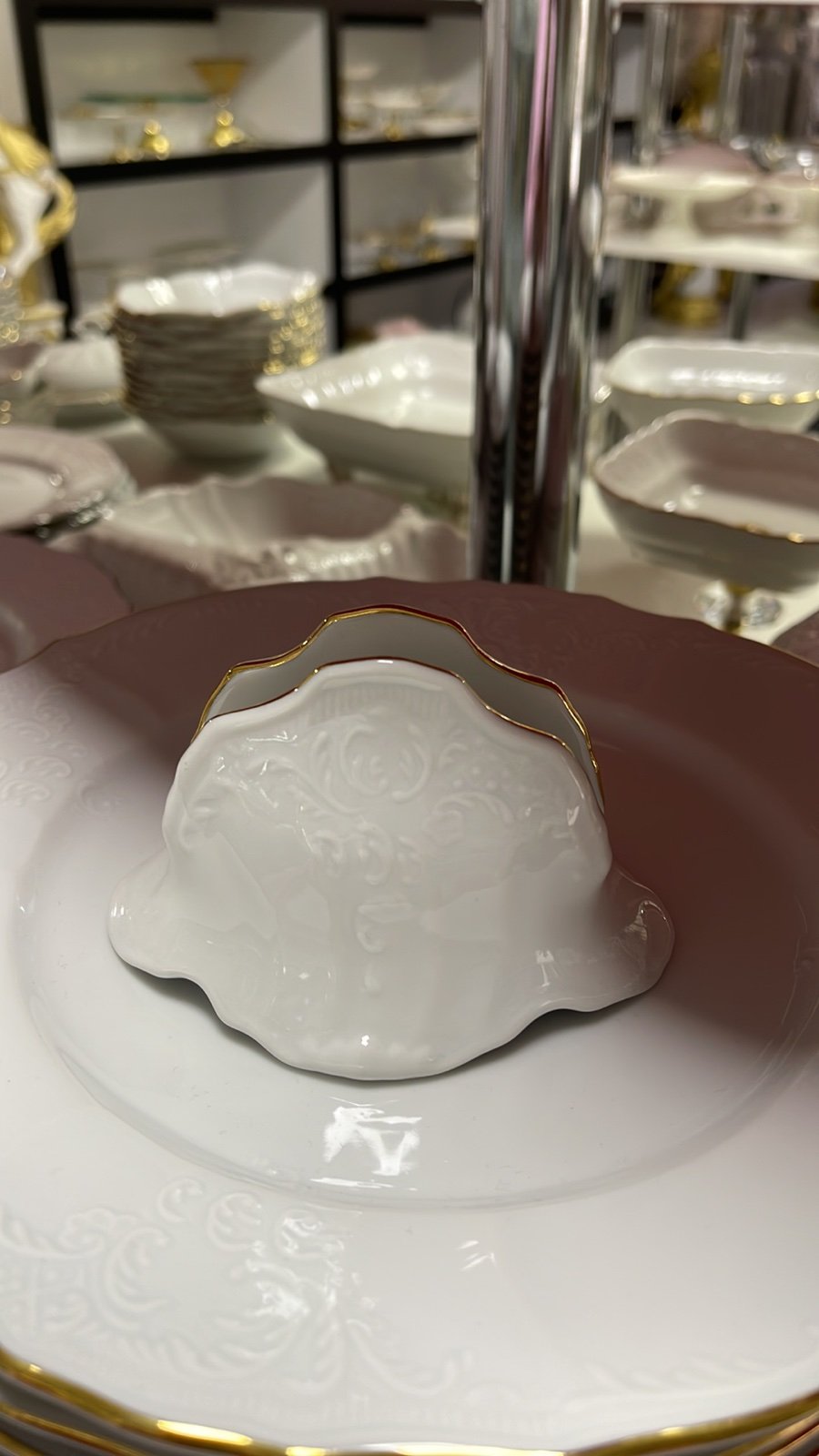 Серветниця перцеляна з золотом bernadotte, фото №1