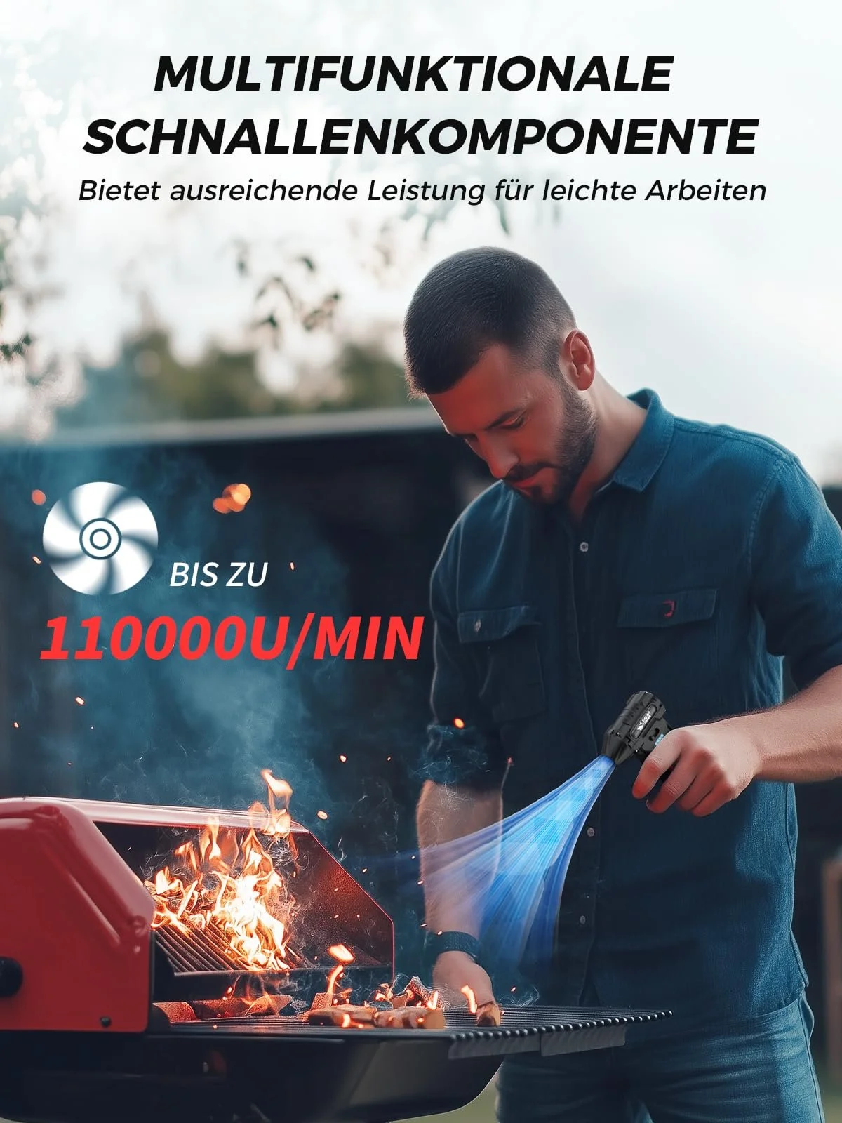 Електрична повітродувка Smiling Shark JF-02 110,000 rpm 8000 mAh Emergency Cutter & Hammer Black, фото №2