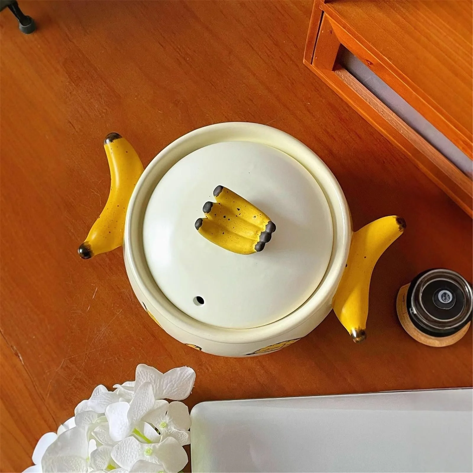 Кастрюля-жаровня Dutch Oven керамическая с крышкой и двойными ручками Banana Casserole Dish, фото №3