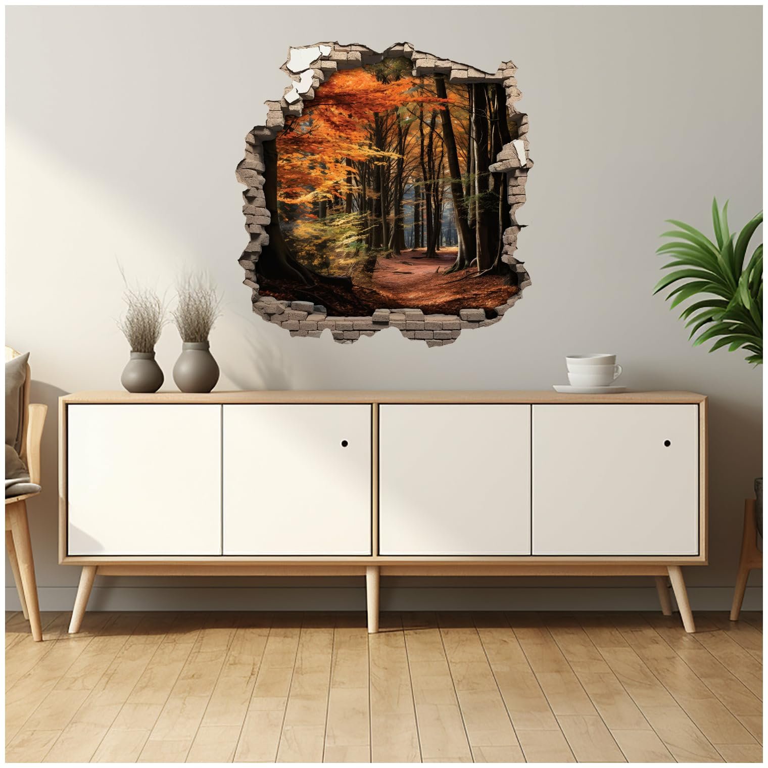 Наклейка на стіну Samunshi Wall Crack with Forest Walk in Autumn 70 x 70 см Різнокольорова, фото №3 Наклейка на стіну Samunshi Wall Crack with Forest Walk in Autumn 70 x 70 см Різнокольорова, фото №3