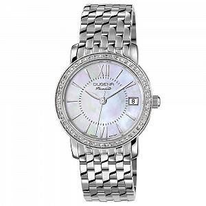 Женские Кварцевые Часы Dugena Rondo Petit Stone Перламутровый Циферблат, Корпус из Нержавеющей Стали, Безель с 54 Кубическими Циркониями, Сапфировое Стекло, Браслет из Нержавеющей Стали, Двойная Складная Застежка, 5 Бар - Фото 1