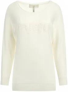 Жіночий трикотажний джемпер GUESS / Білий з логотипом / Розмір S - Фото 1