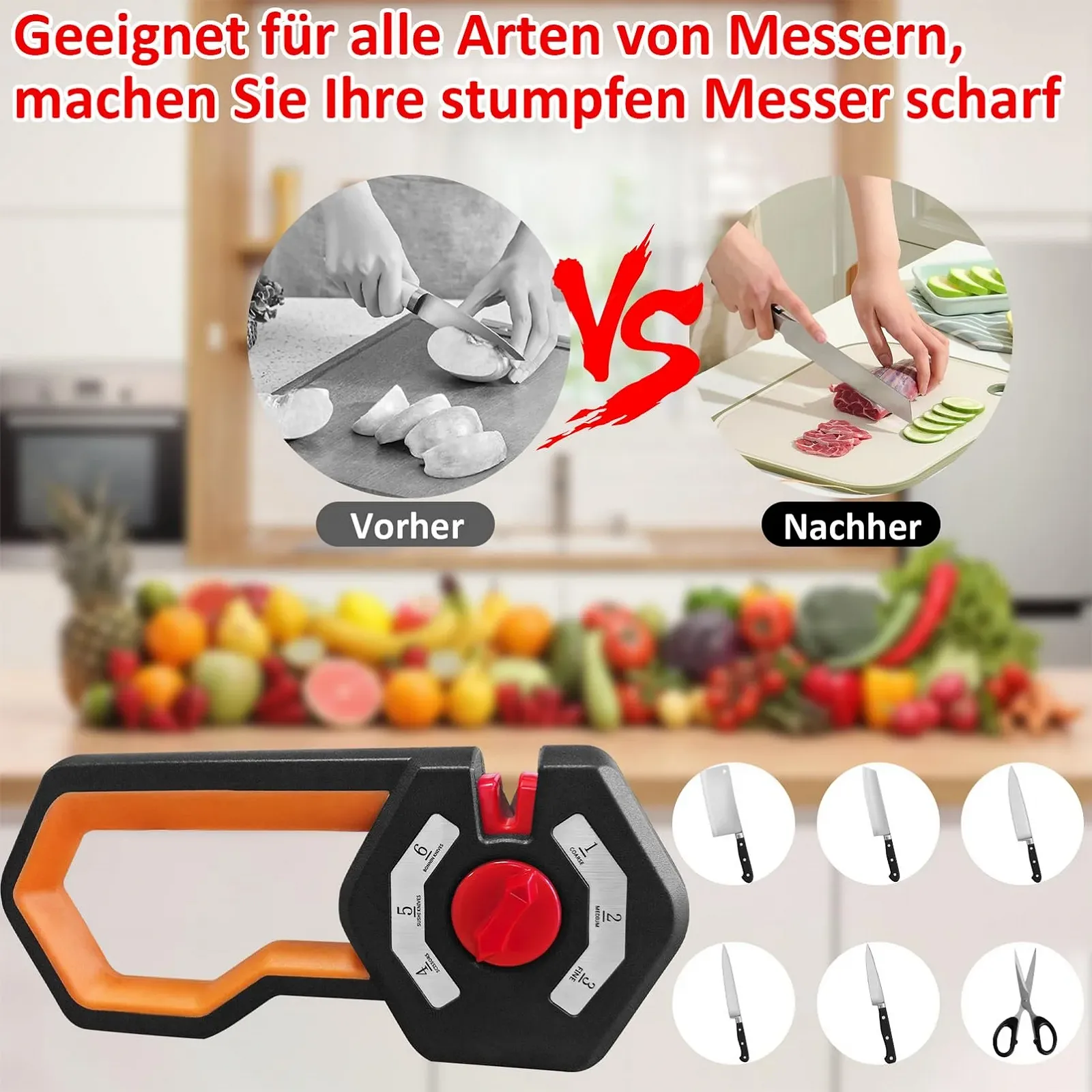 Точилка для ножей 6-в-1 с регулировкой угла 6 уровней эргономичная ручка, фото №3 Точилка для ножей 6-в-1 с регулировкой угла 6 уровней эргономичная ручка, фото №3