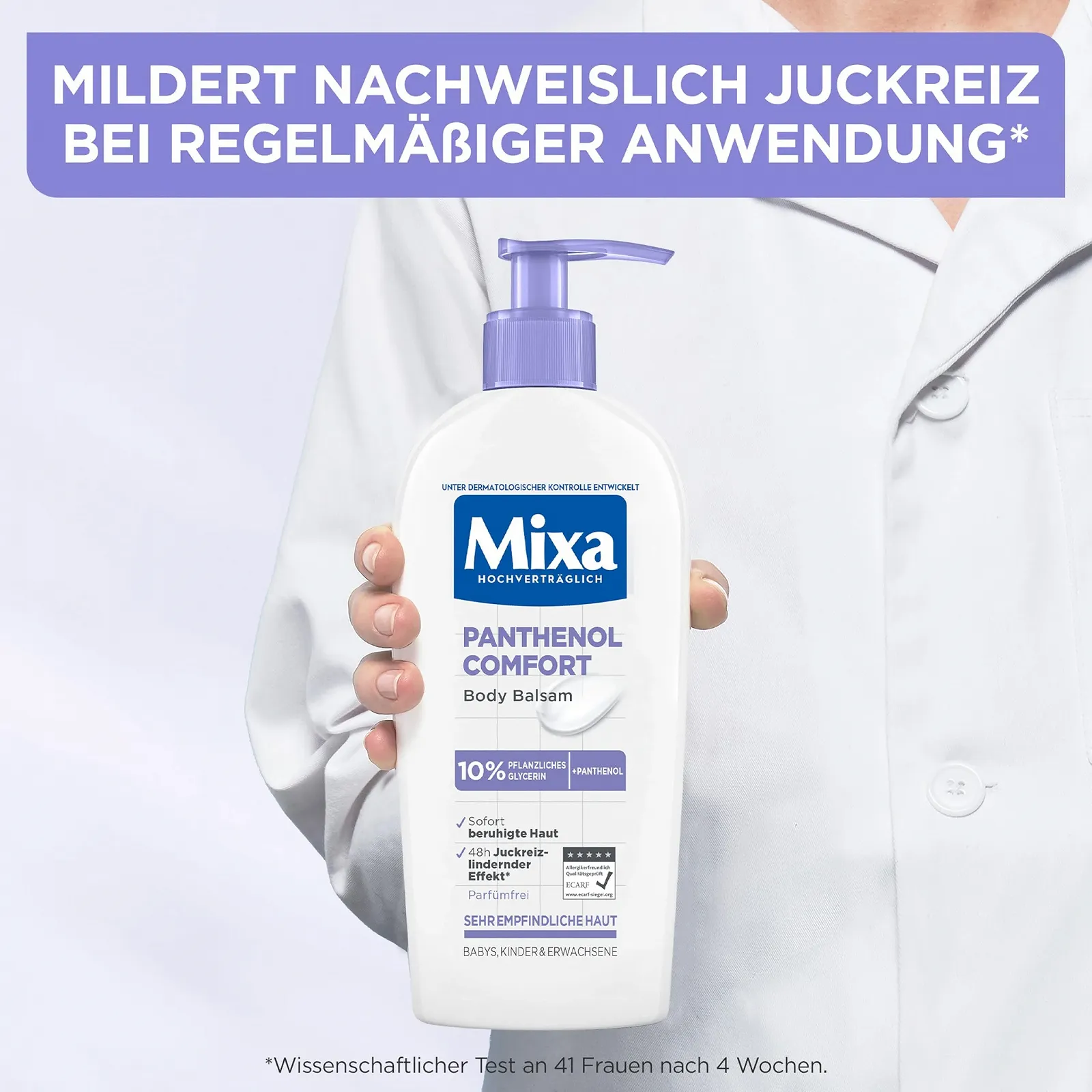Лосьйон для тіла Mixa Panthenol XXL Заспокійливий бальзам проти свербежу з пантенолом для чутливої шкіри 400 мл, фото №2