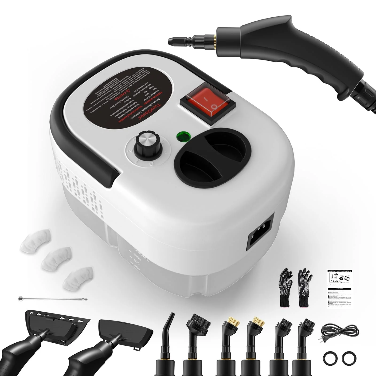 Пароочисник ручний портативний 2500 W 1.2 L White, фото №1 Пароочисник ручний портативний 2500 W 1.2 L White, фото №1