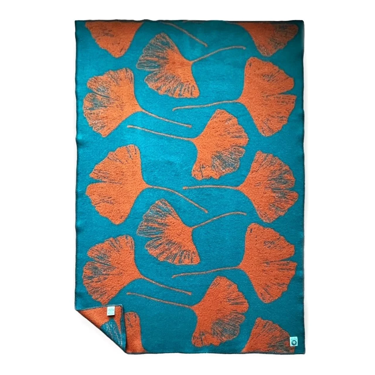 Плед JOWOLLINA Норвежская шерсть 130 x 200 см Гинкго Имбирный Бензин, фото №4