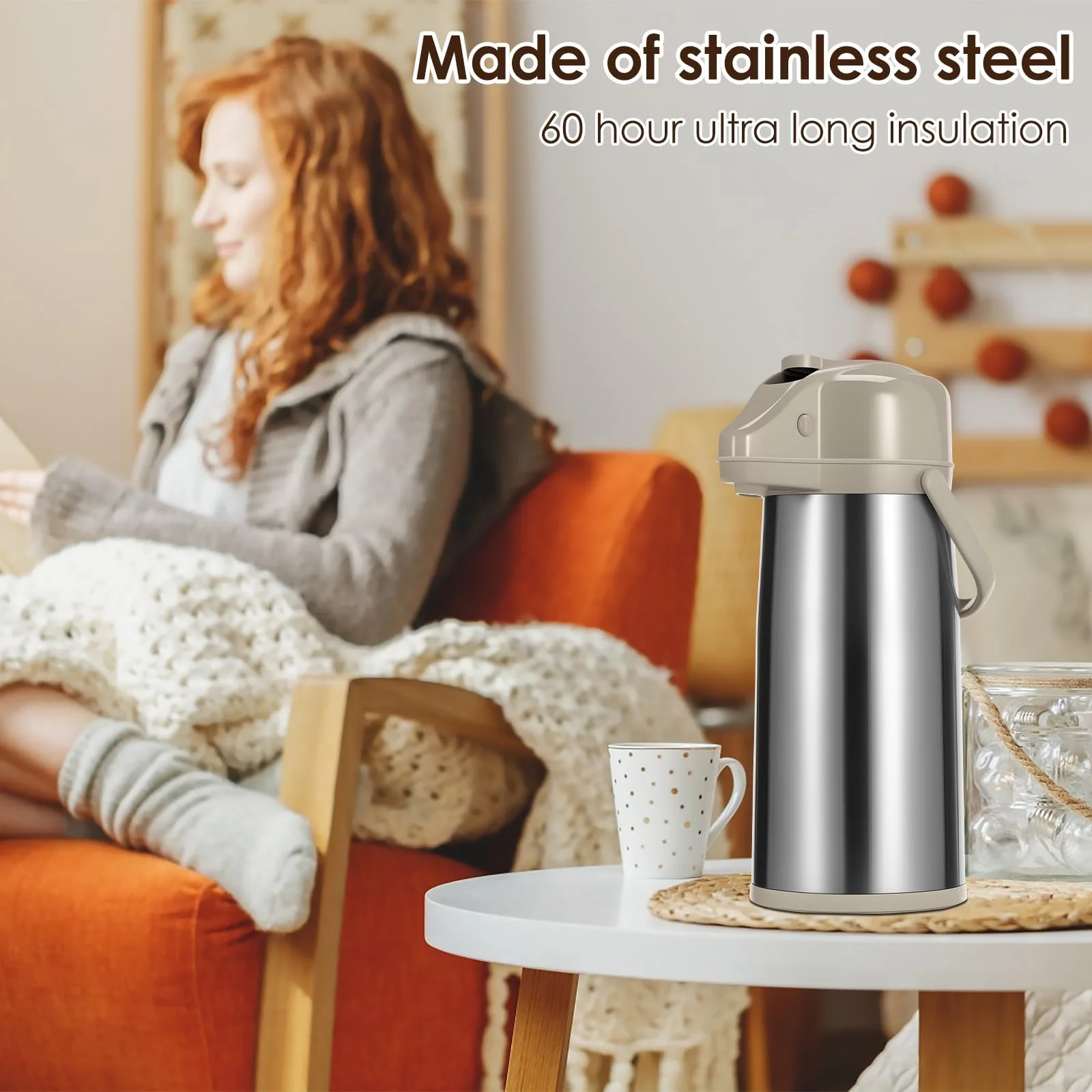 Помповий Термос-кавник 2.0 л, Термос-колба, з помповим механізмом, з нержавіючої сталі, фото №3 Помповий Термос-кавник 2.0 л, Термос-колба, з помповим механізмом, з нержавіючої сталі, фото №3