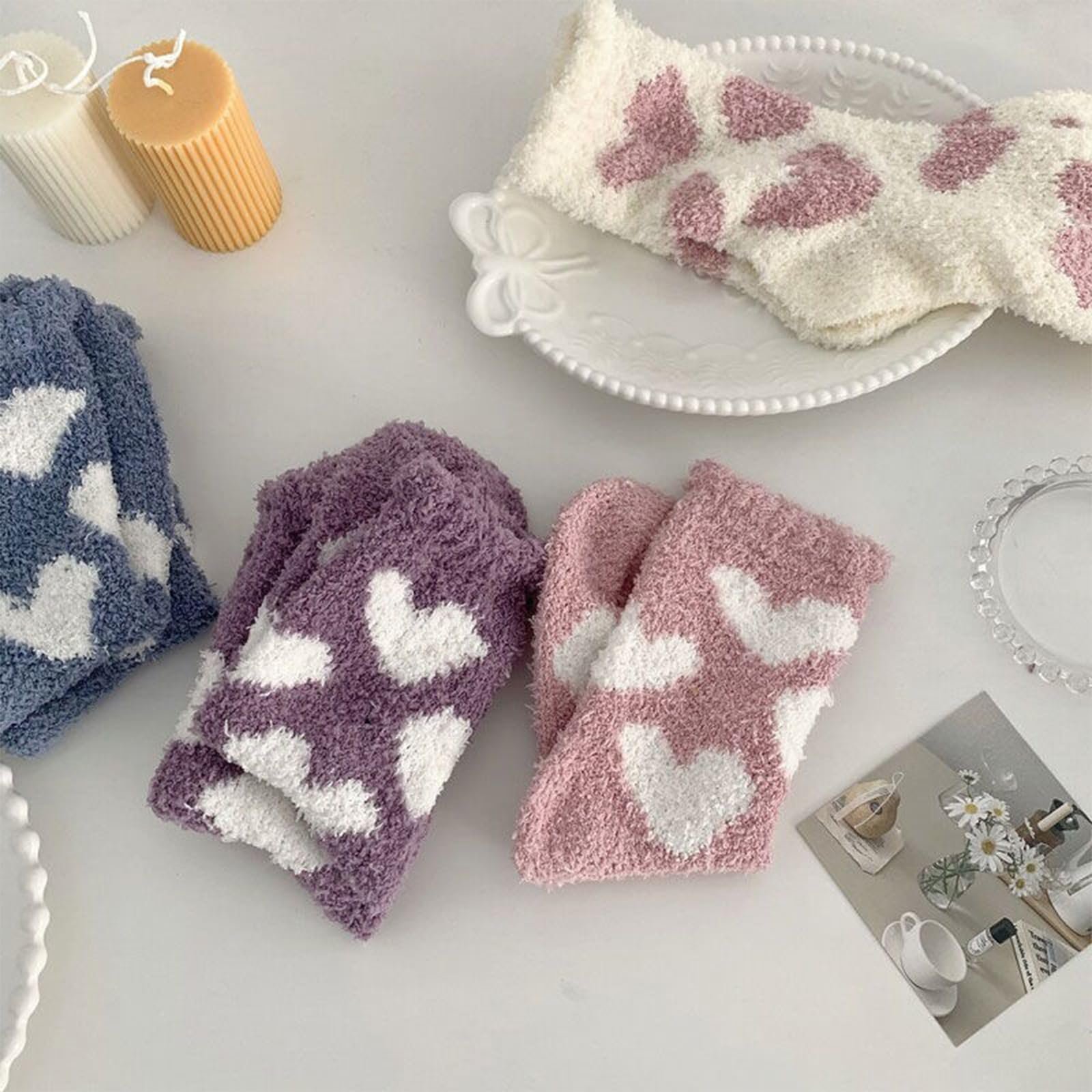 Носки Женские Cuddly 6 пар, Зимние Носки для Сна, Коралловые Пушистые Носки, Рождественские Носки Cuddly, Мягкие Носки, Рождественские Подарки для Женщин, для Дома или в качестве Подарка, фото №4