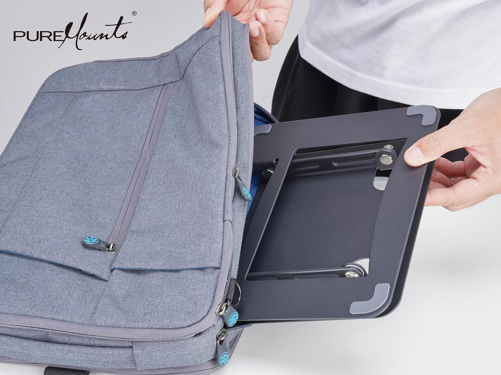 Подставка для ноутбука PureMounts, регулируемая по высоте, складная и эргономичная подставка для ноутбука для домашнего офиса, плавно регулируемая, подставка для ноутбука с вентиляцией, нескользящие накладки, черная, фото №7 Подставка для ноутбука PureMounts, регулируемая по высоте, складная и эргономичная подставка для ноутбука для домашнего офиса, плавно регулируемая, подставка для ноутбука с вентиляцией, нескользящие накладки, черная, фото №7