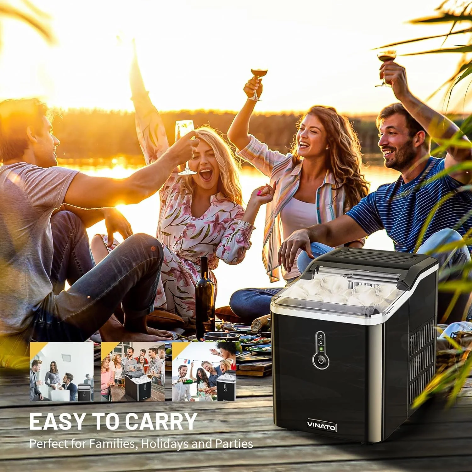 Льодогенератор VINATO ICM 1221 / 1.5 л / 12кг/добу / Black, фото №7