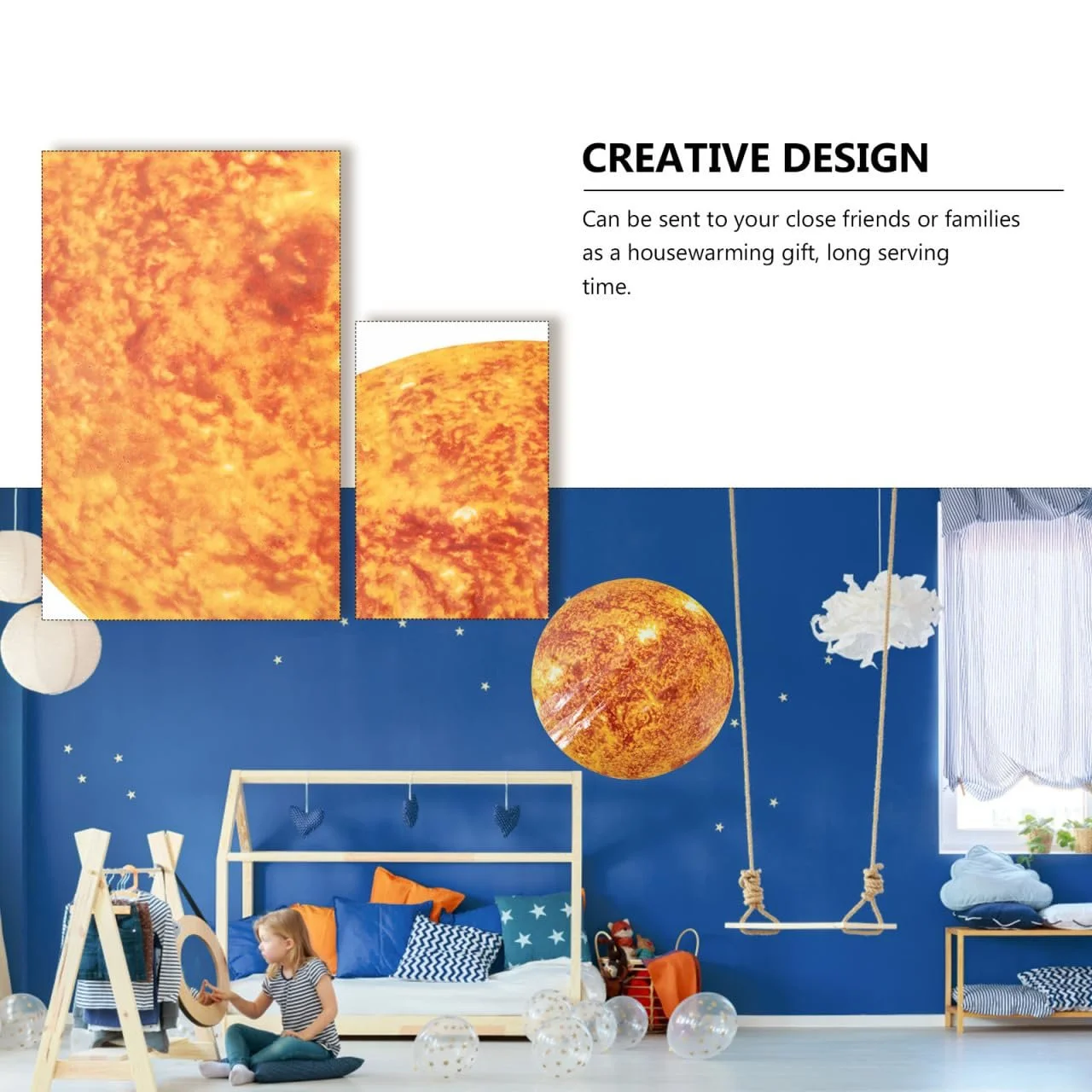 Наклейка на стіну PRETYZOOM Сонце та планети ПВХ, фото №3