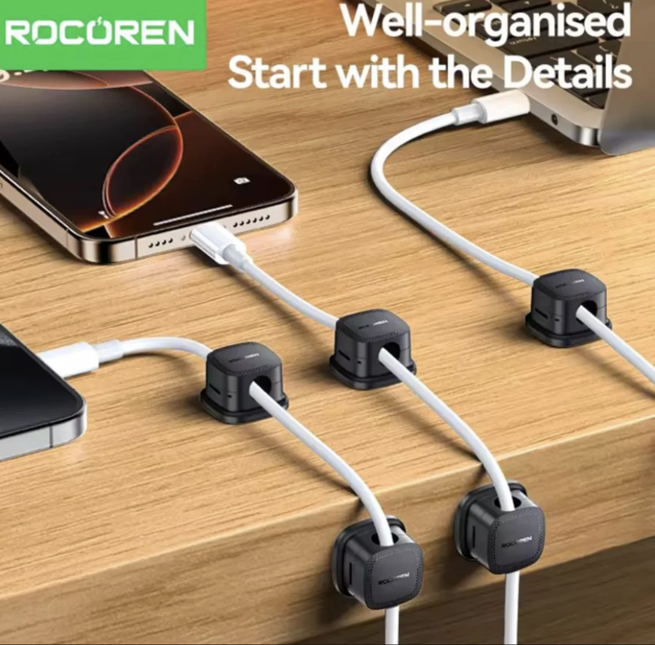 Кліпси-утримувачі для кабелів ROCÖREN, комплект 1 шт Чорний, фото №4