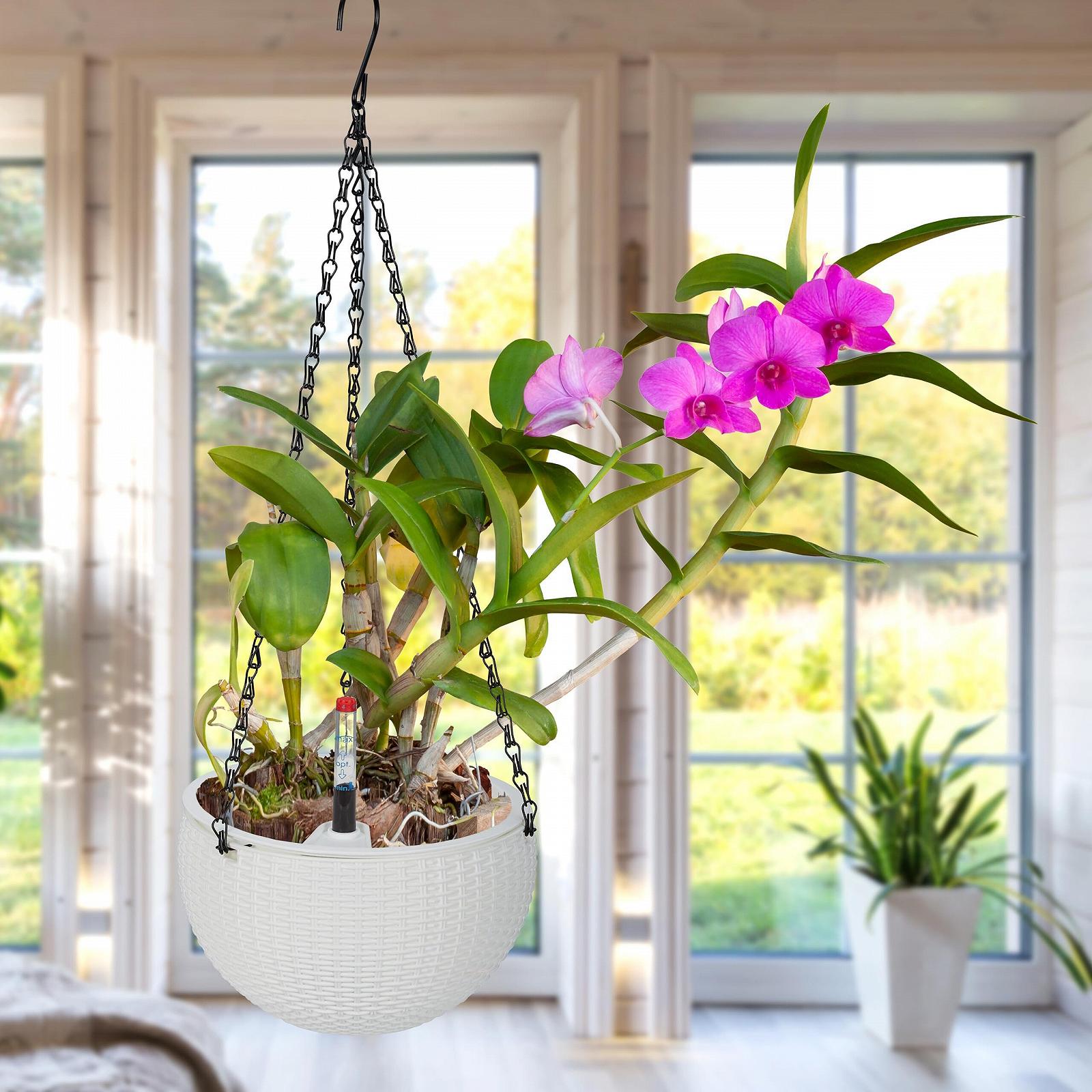 Підвісний кошик Relaxdays з резервуаром для води Набір з 2 шт. Плетений вигляд 54 x 18.5 cm Білий, фото №2