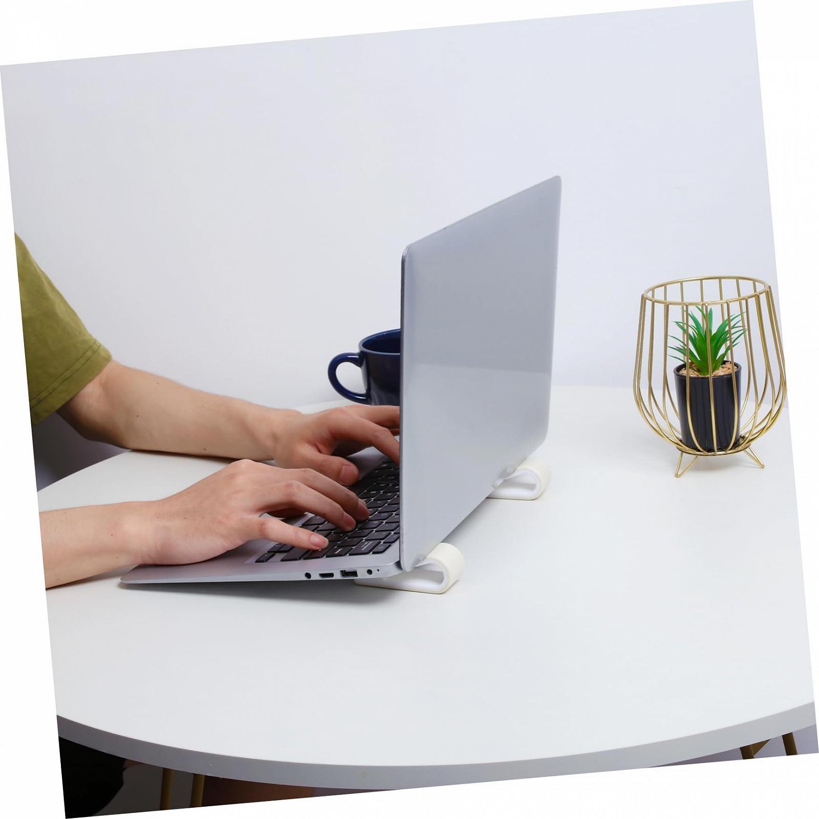 Підставка для ноутбука регульована по висоті міцна для ергономічної роботи як міні-охолоджувач для столу та ліжка біла (2 шт.), фото №9