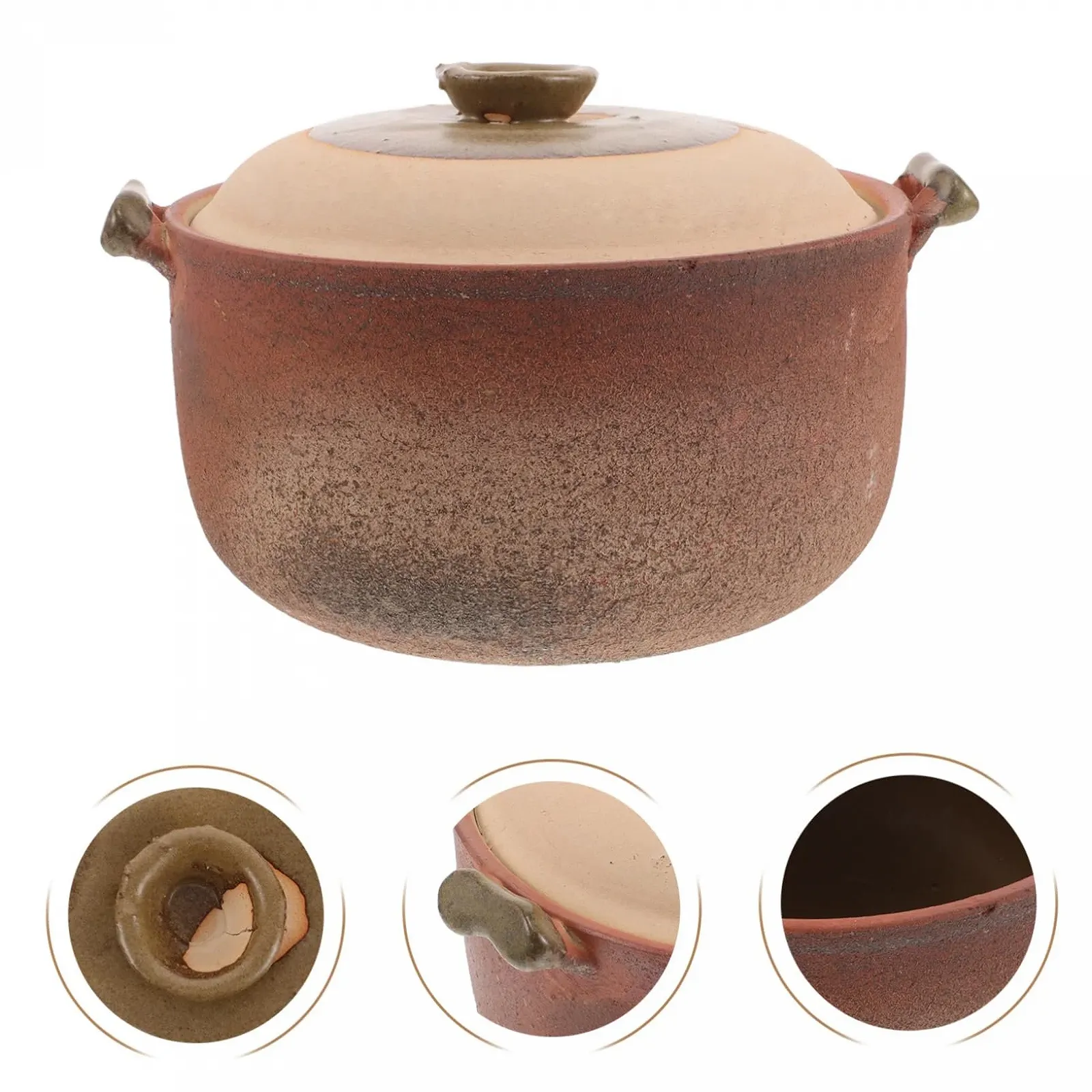 Горщик для приготування Sosoport Глиняний Теракотовий з ручкою, фото №9