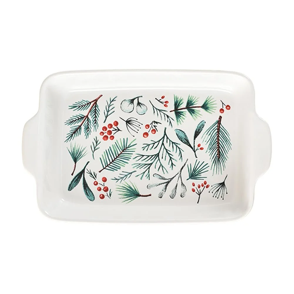 Форма для запекания Dxcaicc Прямоугольная керамическая с цветочным узором и ручками, фото №1