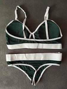 Хлопковый зеленый женский комплект рубчик synthetic.ua - Фото 1