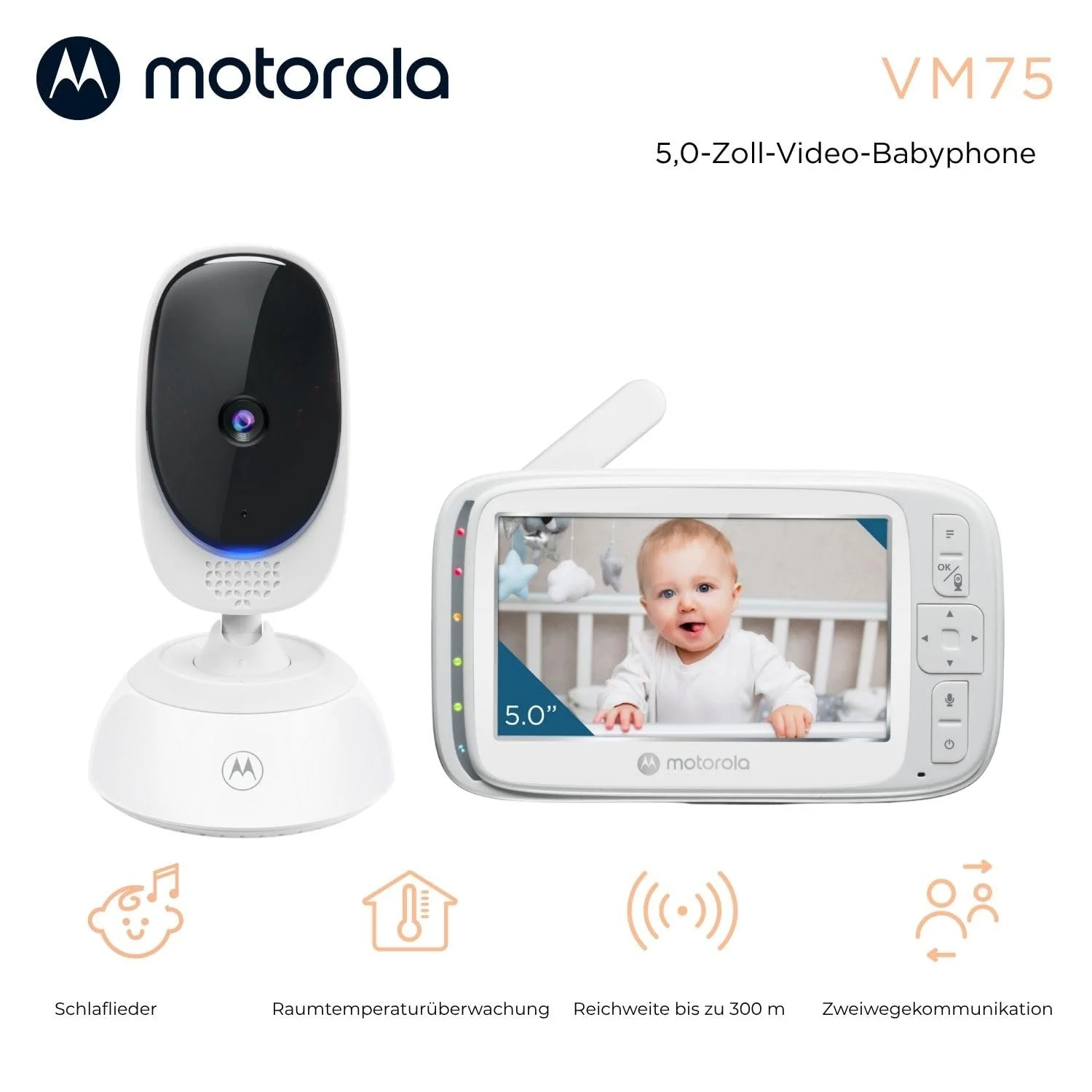 Відеоняня Motorola Nursery VM75 5" Night Vision Digital Zoom Intercom, фото №2 Відеоняня Motorola Nursery VM75 5" Night Vision Digital Zoom Intercom, фото №2