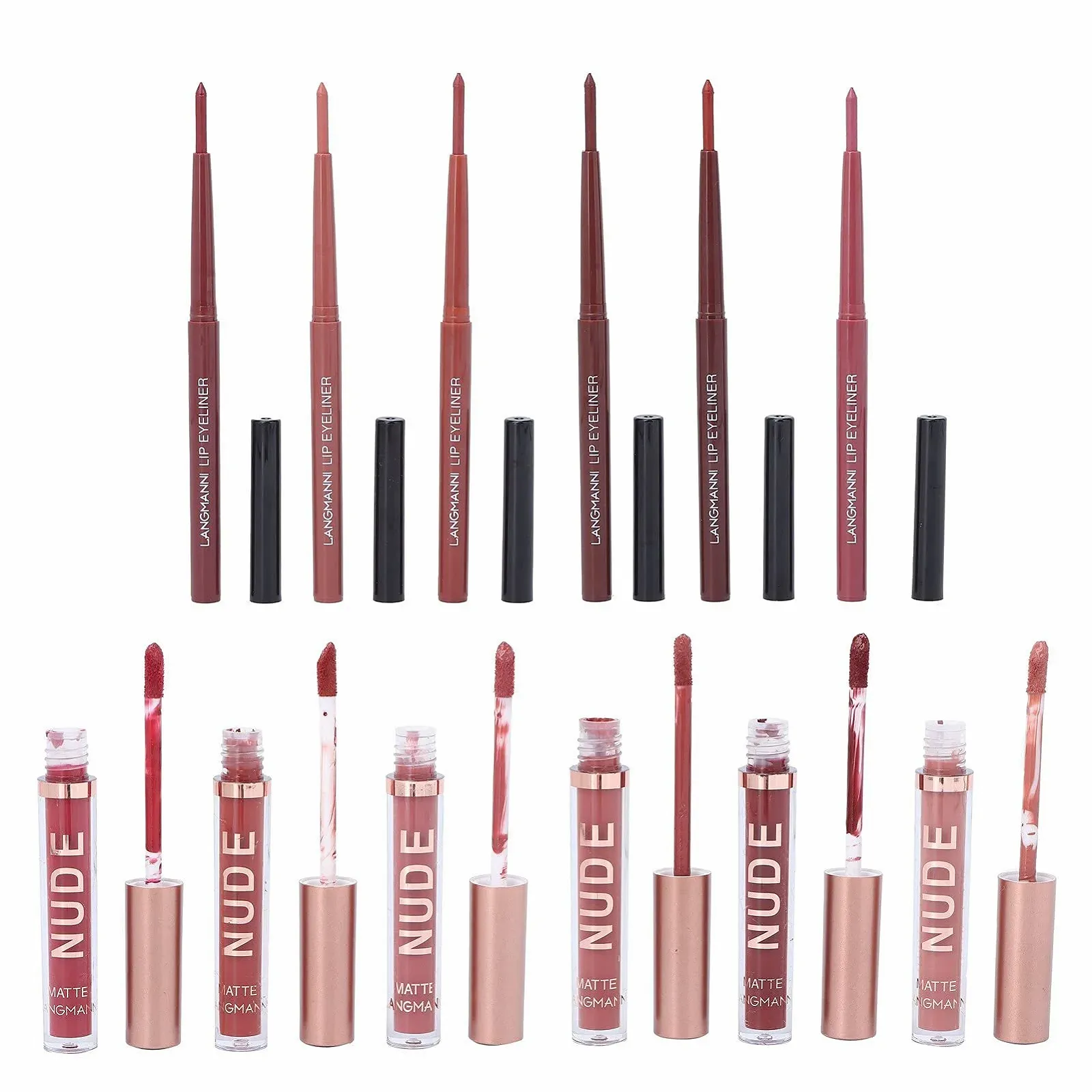 Набір матових блисків та олівців для губ з 12 предметів, фото №1