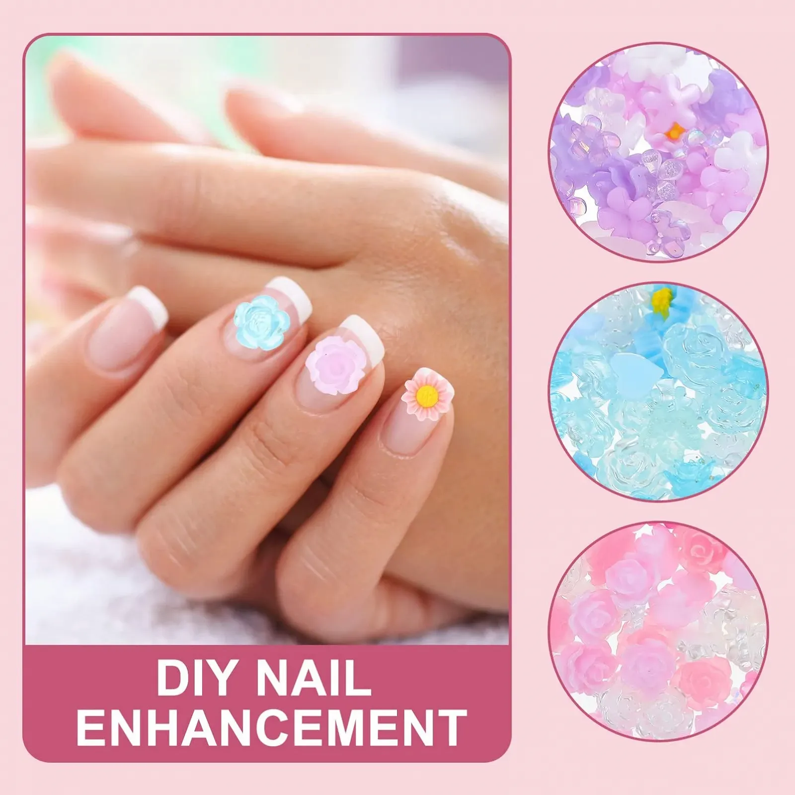 3D Цветы для ногтей FRCOLOR 2 шт Розовые, фото №8