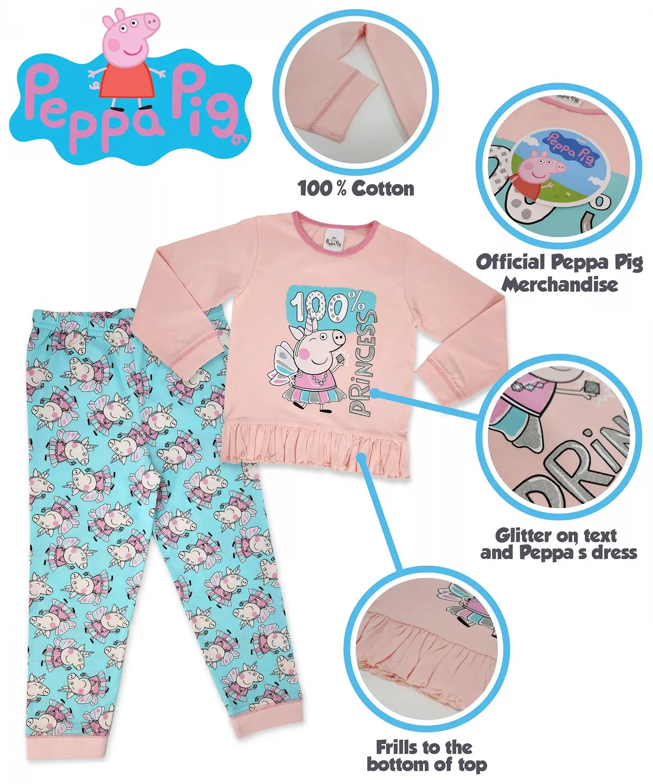 Пижамный комплект Peppa Pig Хлопок 100% Длинный 18 месяцев - 7 лет, фото №2 Пижамный комплект Peppa Pig Хлопок 100% Длинный 18 месяцев - 7 лет, фото №2