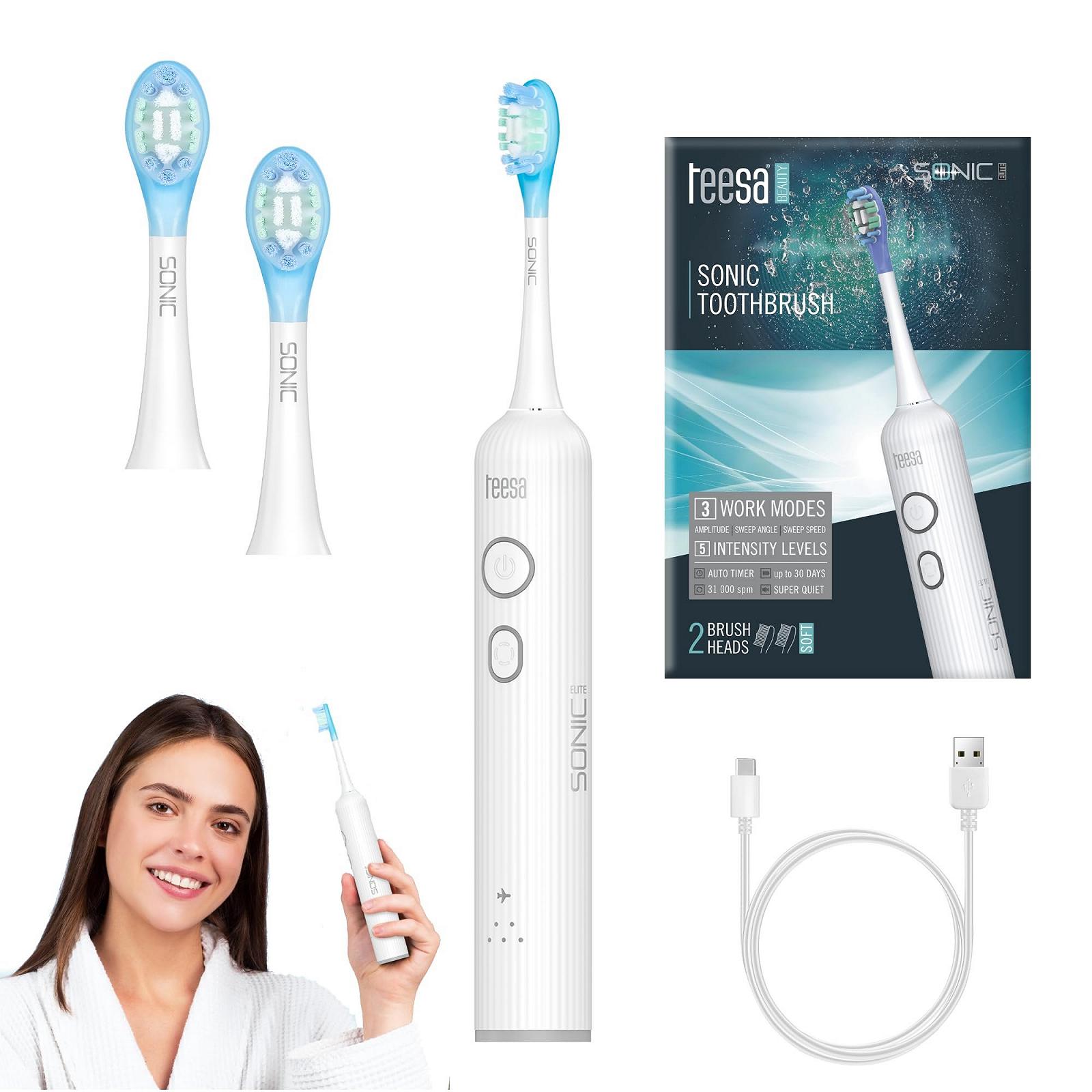 Звукова зубна щітка Teesa Sonic Elite біла, фото №1