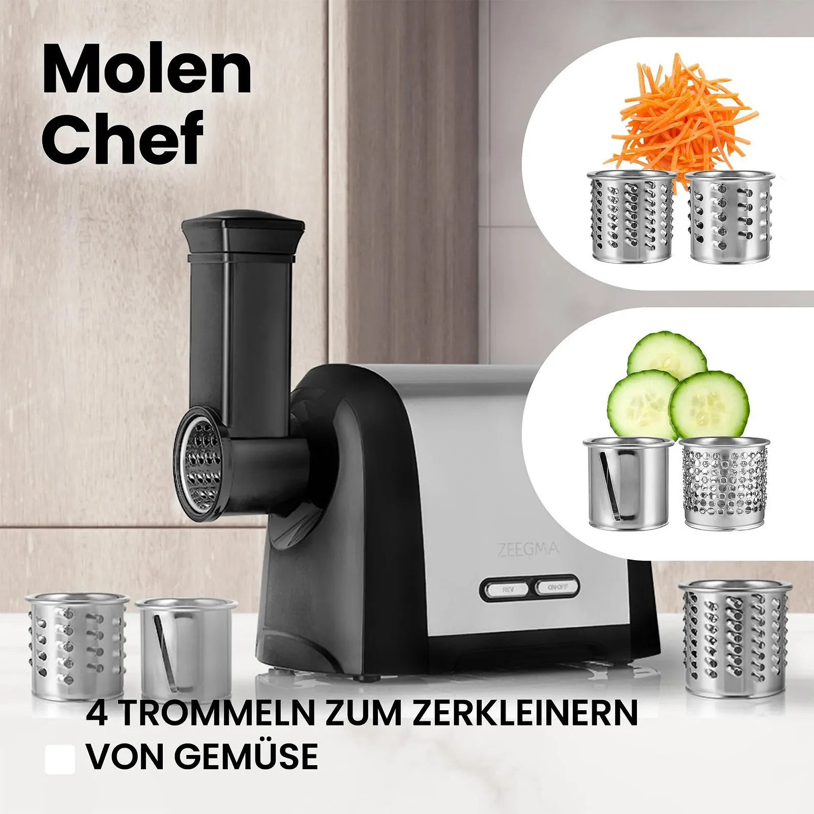 Мясорубка электрическая Zeegma Molen Chef 1200 Вт 1.8 кг/мин реверс, фото №6 Мясорубка электрическая Zeegma Molen Chef 1200 Вт 1.8 кг/мин реверс, фото №6