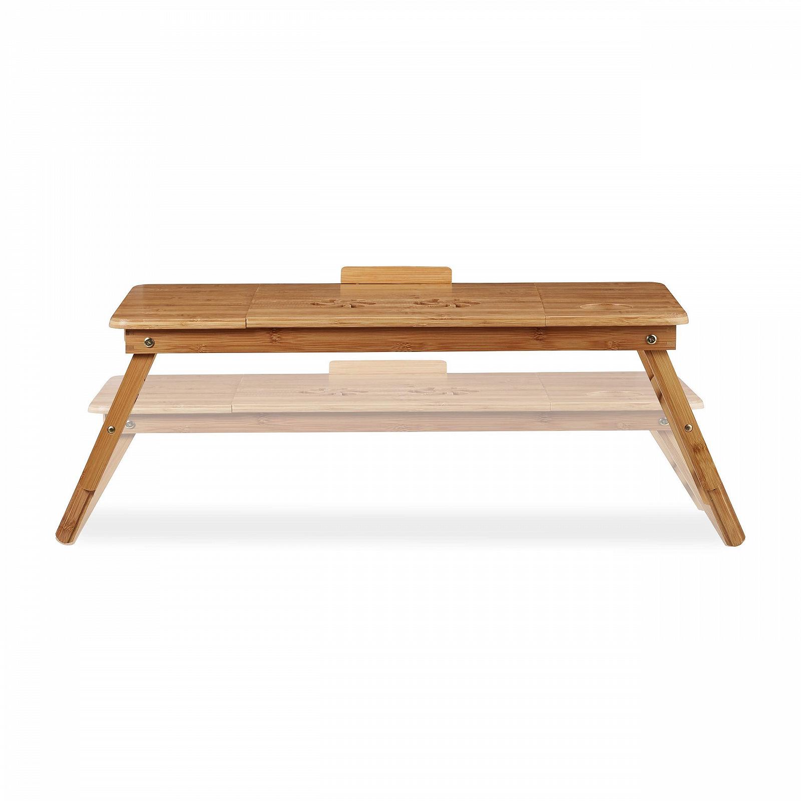 Підставка для ноутбука Bamboo Relaxdays XL, регульована висота, 5 кутів нахилу, з шухлядою, натуральний колір, 49 x 90 x 35 см, фото №5