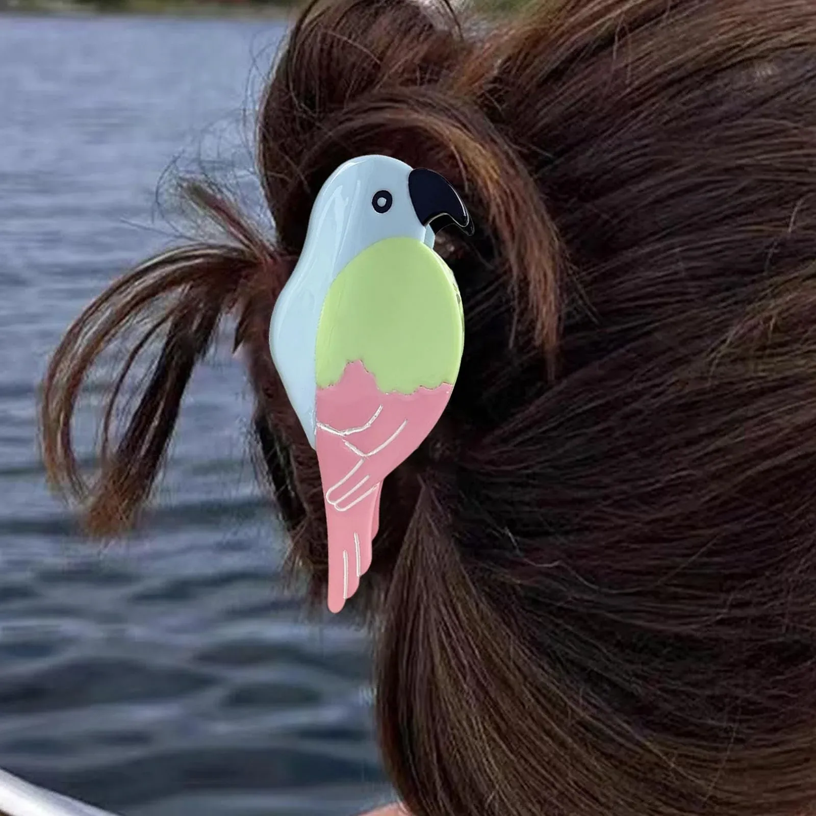 Заколка для волос Папугай Euyehn, в форме птицы из ацетата - Милые аксессуары для волос для девочек, прочный зажим для взрослых женщин всех возрастов, фото №7