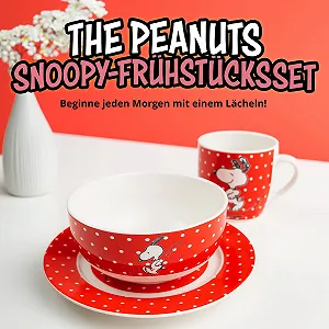 Набор для завтрака United Labels The Peanuts Snoopy, 3 предмета, красный в горошек synthetic.ua - Фото 1