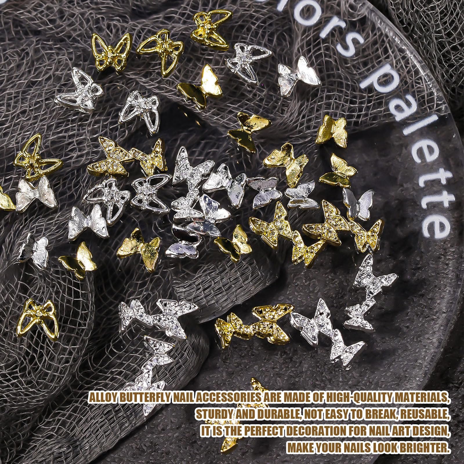 Метелики 80 шт, Золотисті Сріблясті, фото №3