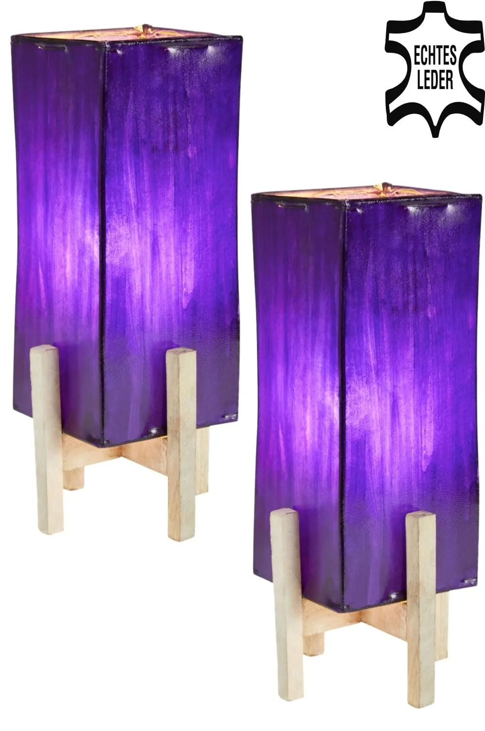 Настільна лампа Janka шкіряна фіолетова з білим каркасом 39 см набір з 2 шт, фото №5