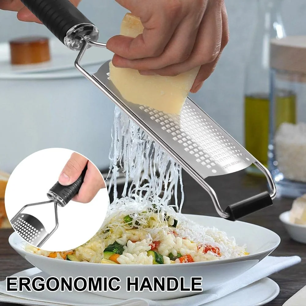 Терка для сиру Пармезан, цедри лимона, ручна з нержавіючої сталі з гумовою ручкою, фото №6