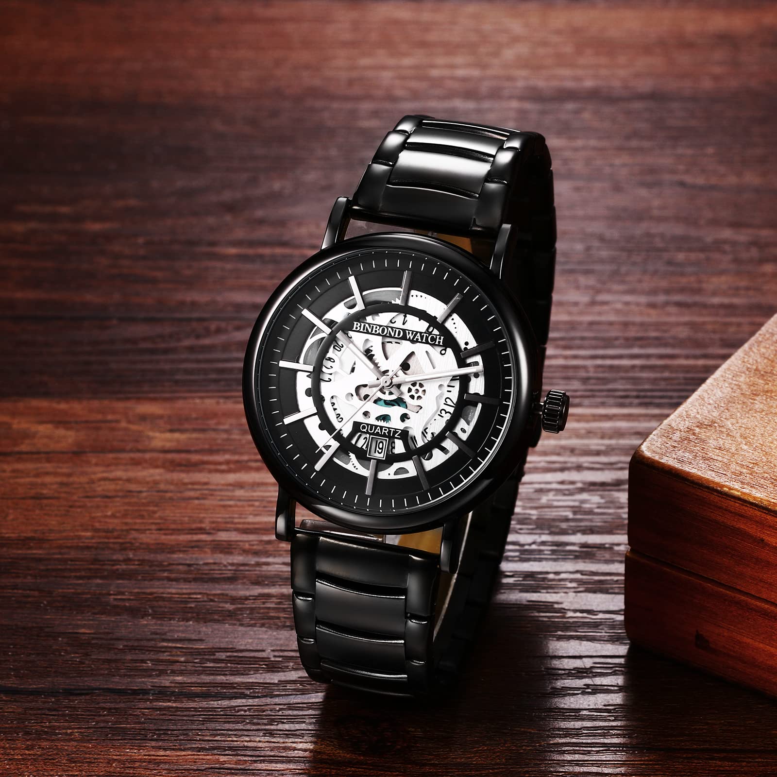 Годинник Avaner Чоловічий механічний з календарем водонепроникний з нержавіючої сталі аналоговий кварцовий, фото №2