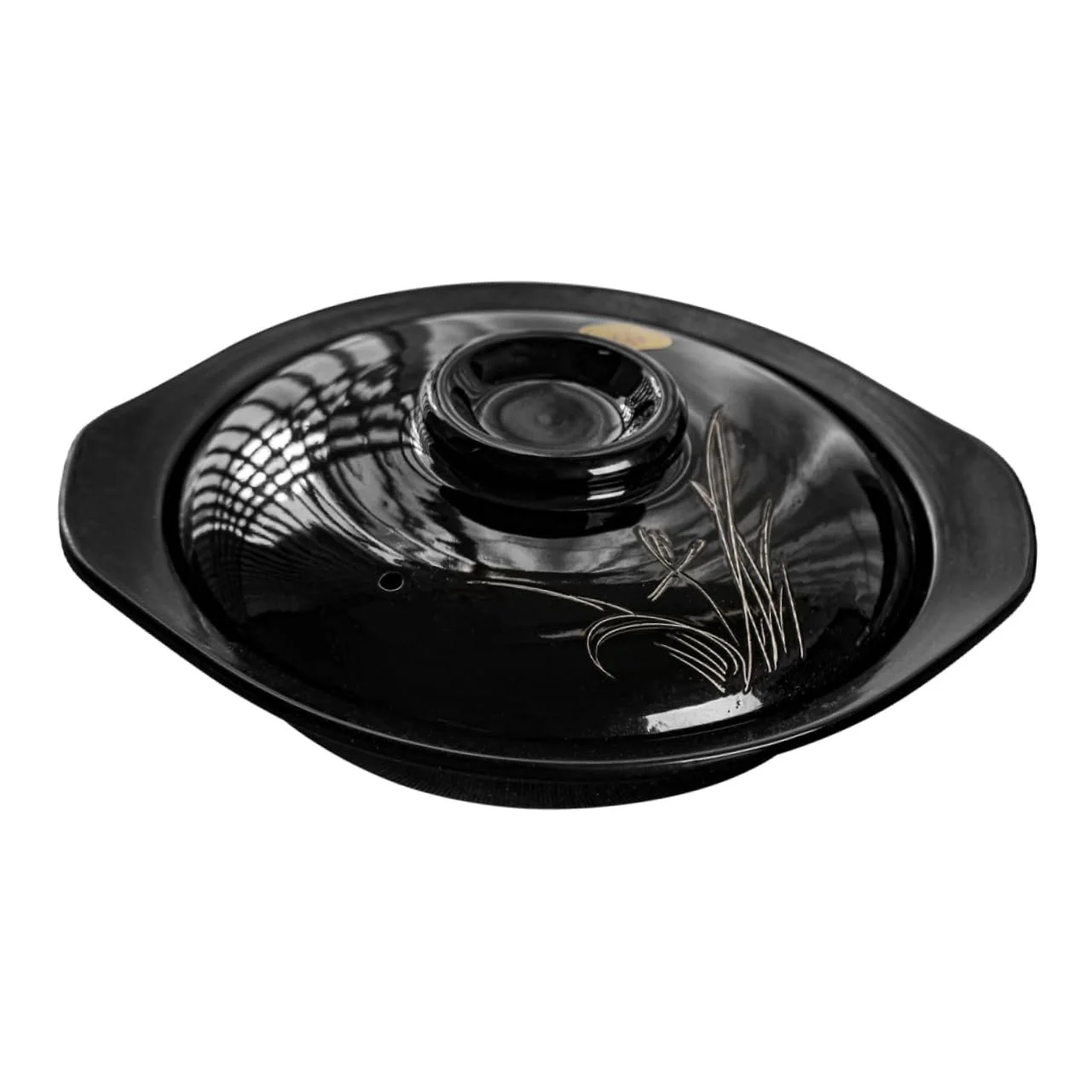 Кастрюля Ciieeo терракотовая ручной работы с крышкой термостойкая плоская, фото №1